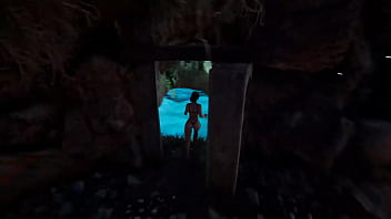 The statue's penis suddenly awakened and lara croft needs to service it hardcore hentai