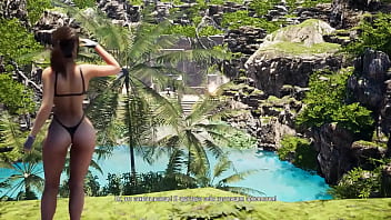 The statue's penis suddenly awakened and lara croft needs to service it hardcore hentai