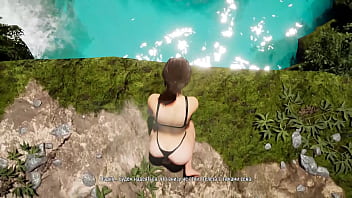 The statue's penis suddenly awakened and lara croft needs to service it hardcore hentai