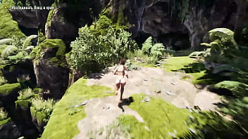 The statue's penis suddenly awakened and lara croft needs to service it hardcore hentai