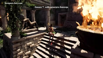 The statue's penis suddenly awakened and lara croft needs to service it hardcore hentai