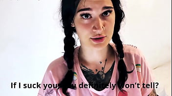 The step brother is his for his silence she gave a blowjob