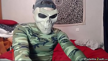 Busty sexy brunette sucks a dick to a d soldier