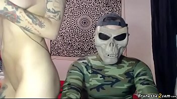 Busty sexy brunette sucks a dick to a d soldier