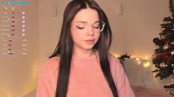 Cute busty girl does a livestream