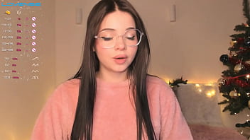 Cute busty girl does a livestream