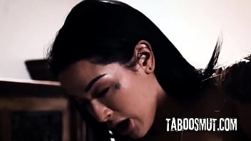 Busty ebony teen seduced by horny couple into threesome