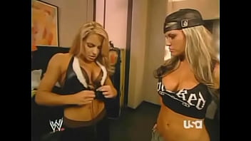 Trish stratus & ashley massaro adjust each others ring gear
