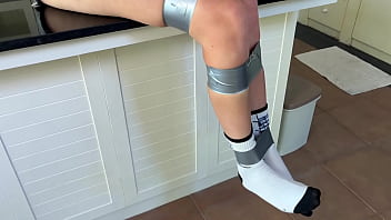 Bound and teased on the countertop of desire