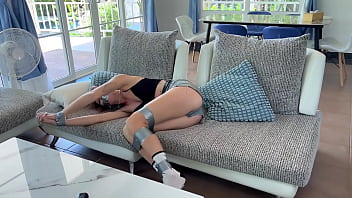 Bound and teased on the countertop of desire