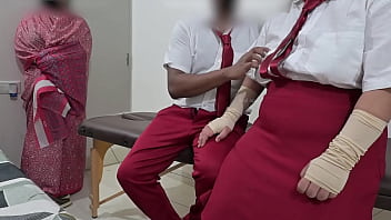 College boy and girl having fun