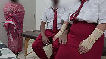 College boy and girl having fun