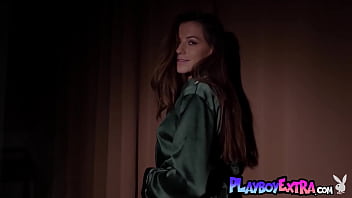 Glamorous brunette naked muse posing and stimulate us