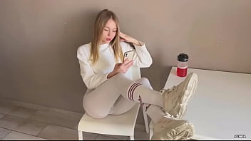 Cute 18yo blonde slut gets fucked in the kitchen cum on face