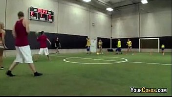 Coed strip dodgeball at university gymnasium Coed strip dodgeball at university gymnasium