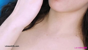 Aspiring brunette model naked close up