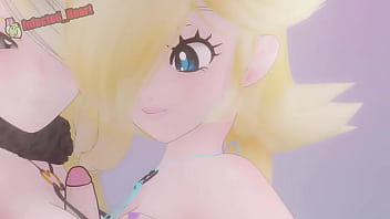 Dos lindas chicas de cabello rubio juegan con una verga entre sus tetas