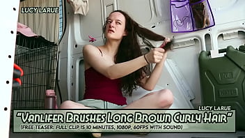 Vanlifer brushes long brown curly hair