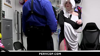 Shoplifter teen swallowing guard's load like a good girl pervcop