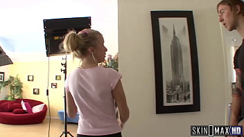 Skinny teen wants her neighbor to fuck the way he fucks his co star in his videos