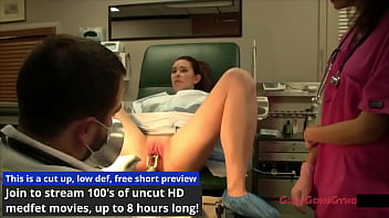 Ginger melody jordan undergoes gyno exam by doctor tampa as jewel looks on during bring ur 2 work day on girlsgonegyno