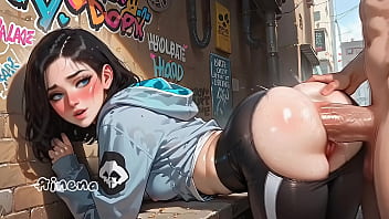 Slut fucked in the street 18 year old girl "ai generated" anal sex
