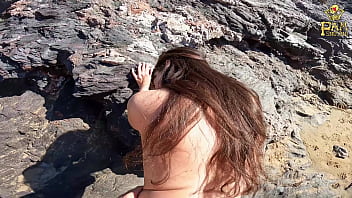 Slutty big titied girl fucks in a public place