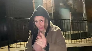 Homeless woman is bribed into getting naked outdoors and peeing for a cigarette