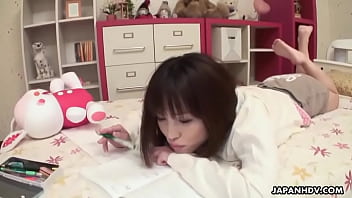 Asian has a break so she masturbates