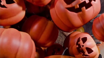 Lobisomem fodi a mulher abóbora na noite de halloween nem o cuzinho dela escapa da pica preta