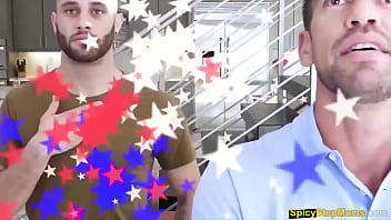 Hortny blonde milf trying to handle two dudes