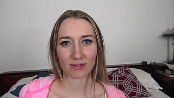 Riley reynolds cute blonde coed pov blowjob and huge messy facial