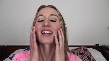 Riley reynolds cute blonde coed pov blowjob and huge messy facial