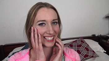 Riley reynolds cute blonde coed pov blowjob and huge messy facial