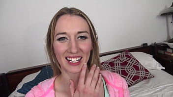 Riley reynolds cute blonde coed pov blowjob and huge messy facial