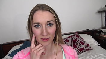 Riley reynolds cute blonde coed pov blowjob and huge messy facial