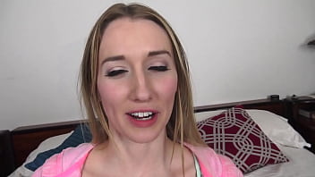 Riley reynolds cute blonde coed pov blowjob and huge messy facial