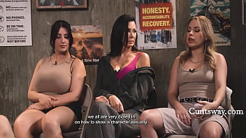 Group of pornstars discuss their adult short movie porn podcast