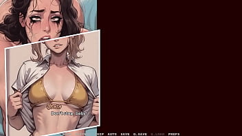 Big black cock fucks stepmom while blonde teen watches hentai game