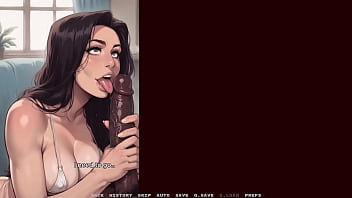 Big black cock fucks stepmom while blonde teen watches hentai game