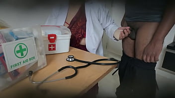 Lady doctor having fun with patient