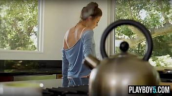 Pretty brunette playboy model shows off her perfect naked body to all of us