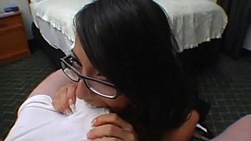 Petite babe takes a facial from a giant cock