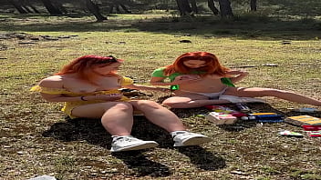 Picnic with my girlfriend in forest and leave lots of trash