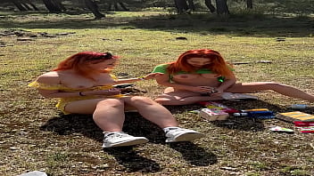 Picnic with my girlfriend in forest and leave lots of trash