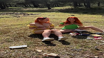 Picnic with my girlfriend in forest and leave lots of trash