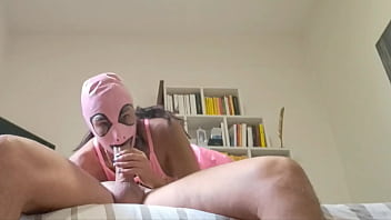 The perfect milf blowjob in fishnet stockings and high heels with cum swallowing