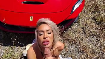 Real gas station pick up fine ass luna luxe gets fucked on teddy tarantino's ferrari