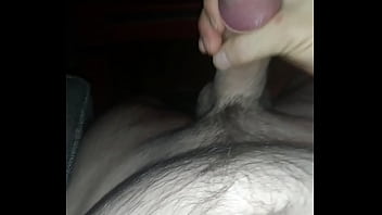 Stroking his dick