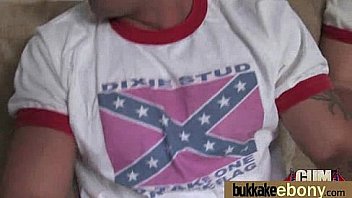 Ebony babe sucks group of white guys 21